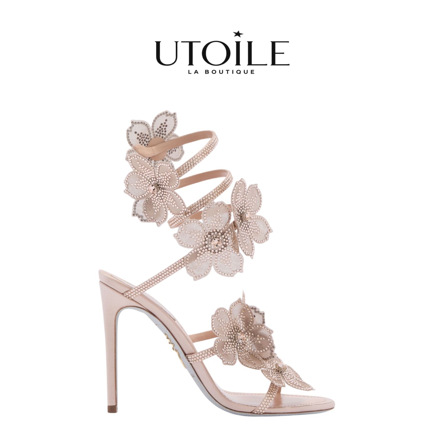 Rene Caovilla Peach Flower Blush Pink Sandal 105