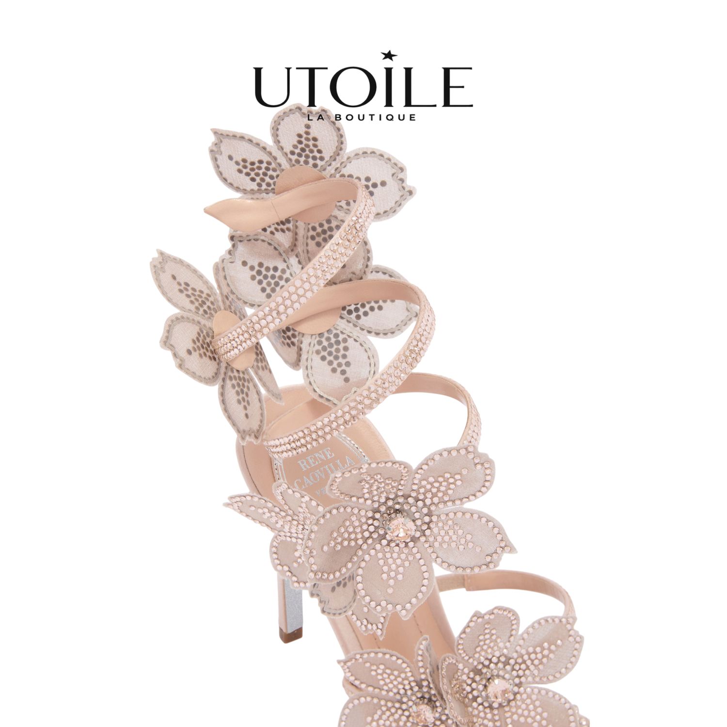 Rene Caovilla Peach Flower Blush Pink Sandal 105