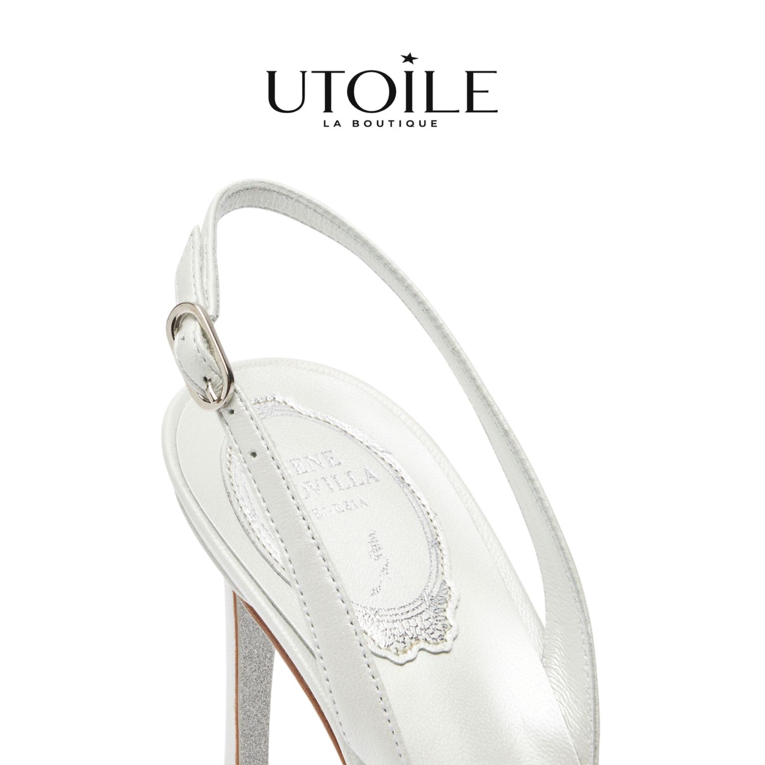 Rene Caovilla Cinderella White Slingback With Crystal 80