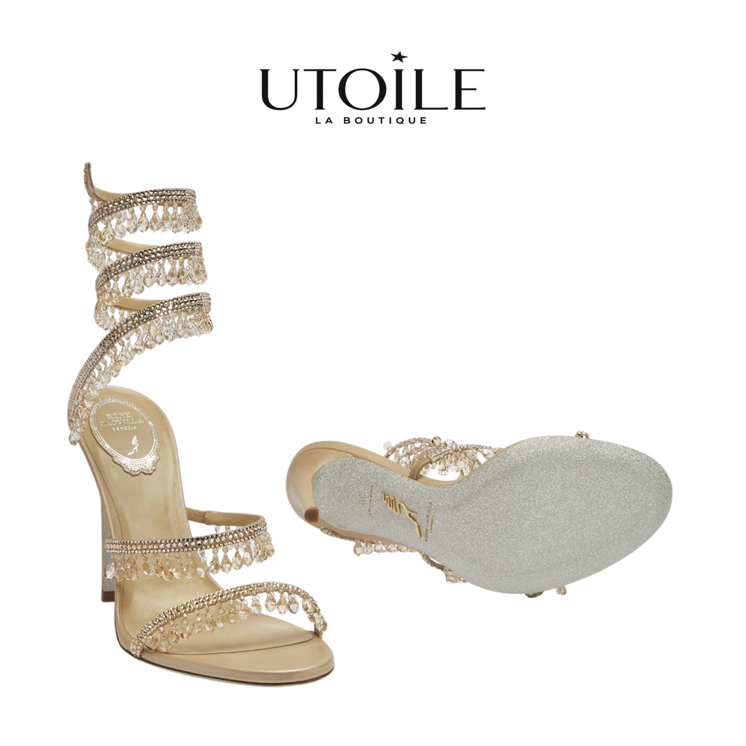 Rene Caovilla Chandelier Ivory Sandal 105