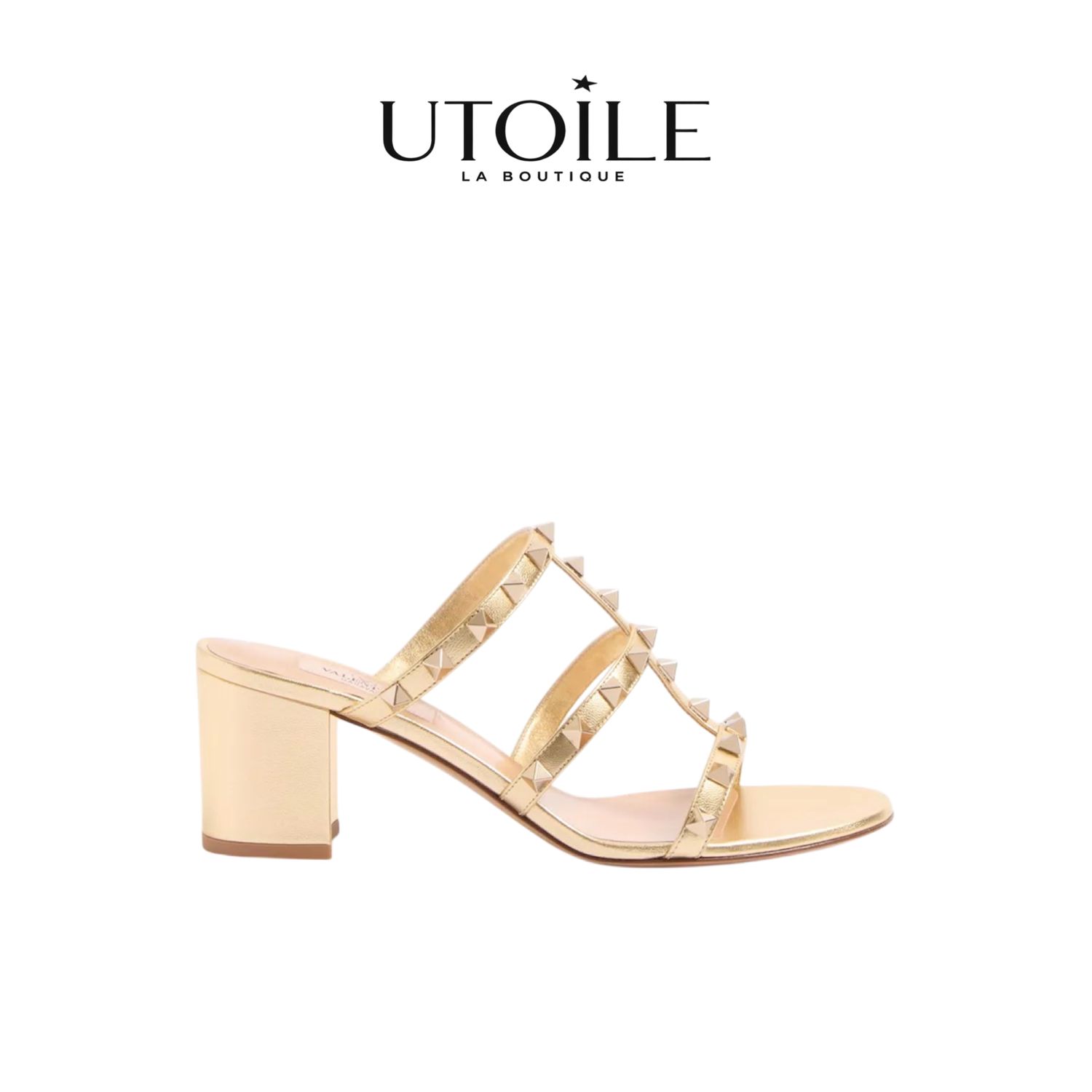 Valentino Rockstud Slide Sandal In Laminated Nappa 60Mm