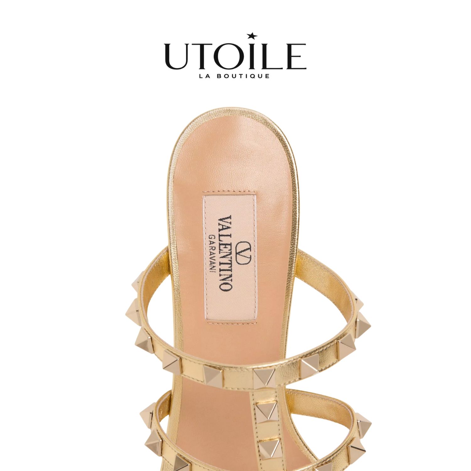 Valentino Rockstud Slide Sandal In Laminated Nappa 60Mm