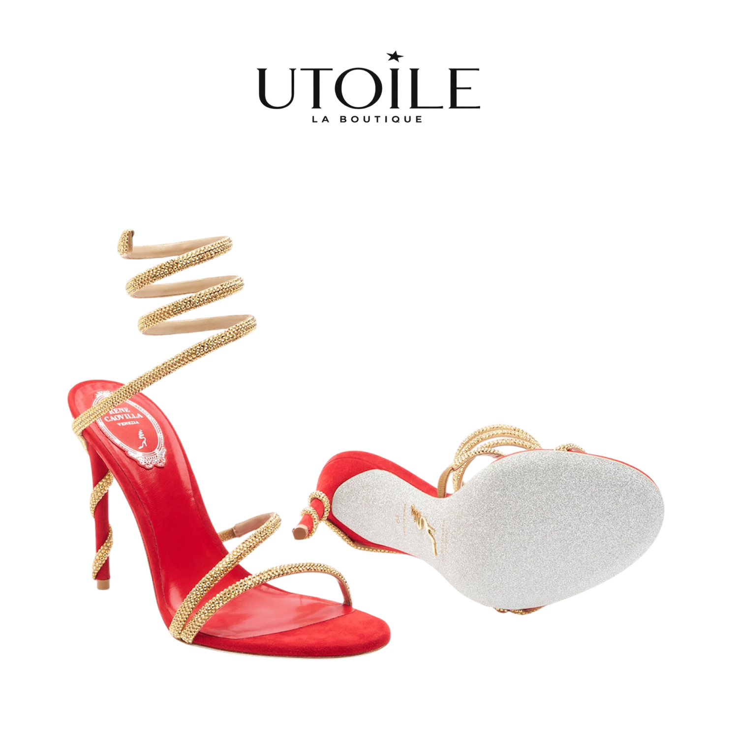 Rene Caovilla Margot Red Jewel Sandal 105