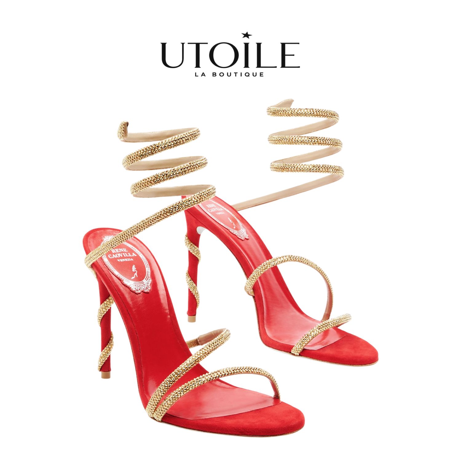 Rene Caovilla Margot Red Jewel Sandal 105