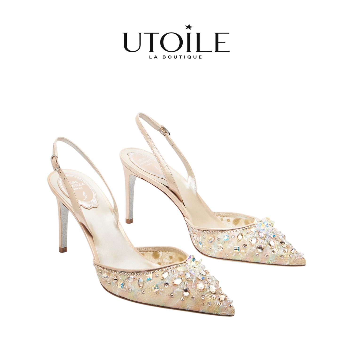 Rene Caovilla Cinderella Honey Slingback With Crystal 80