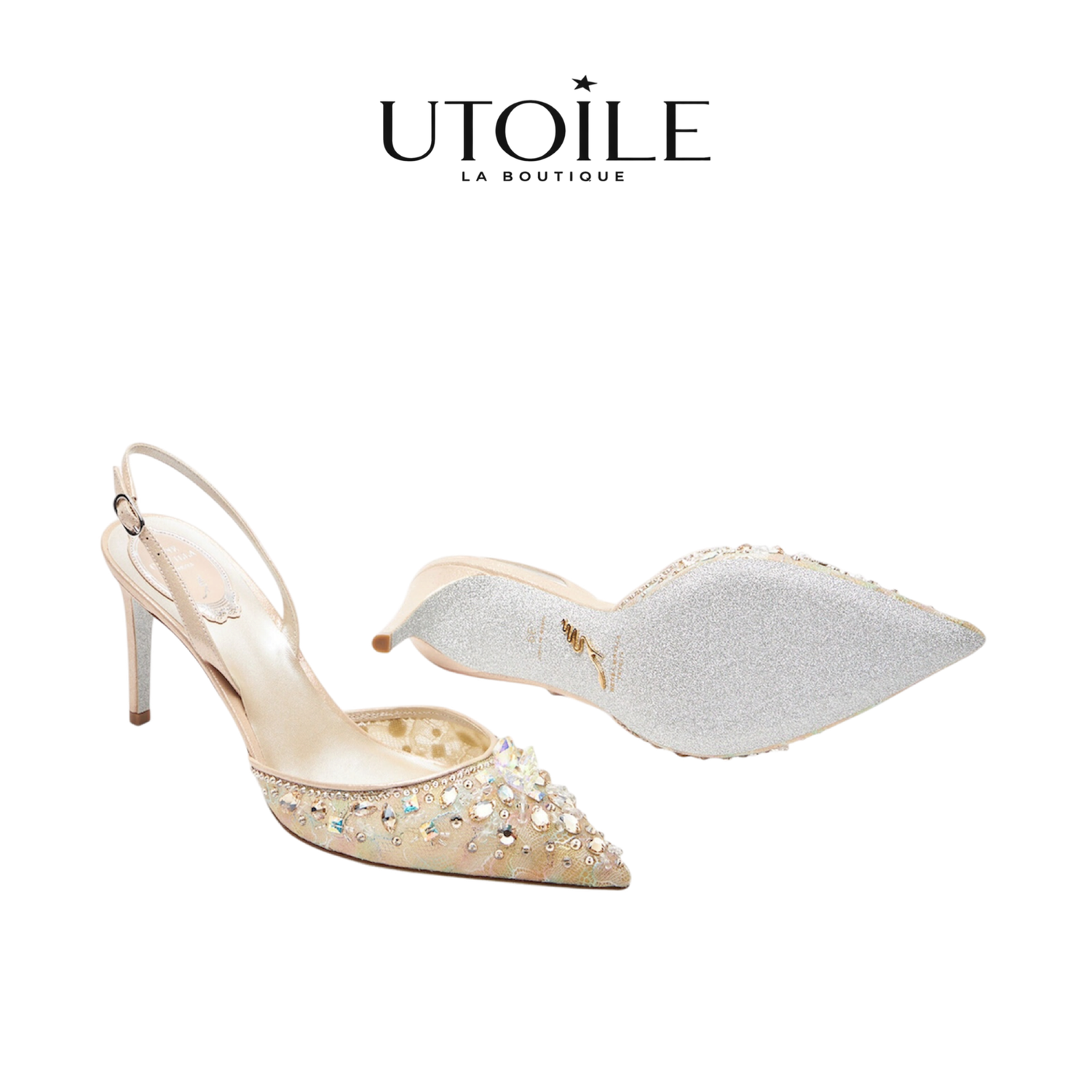 Rene Caovilla Cinderella Honey Slingback With Crystal 80