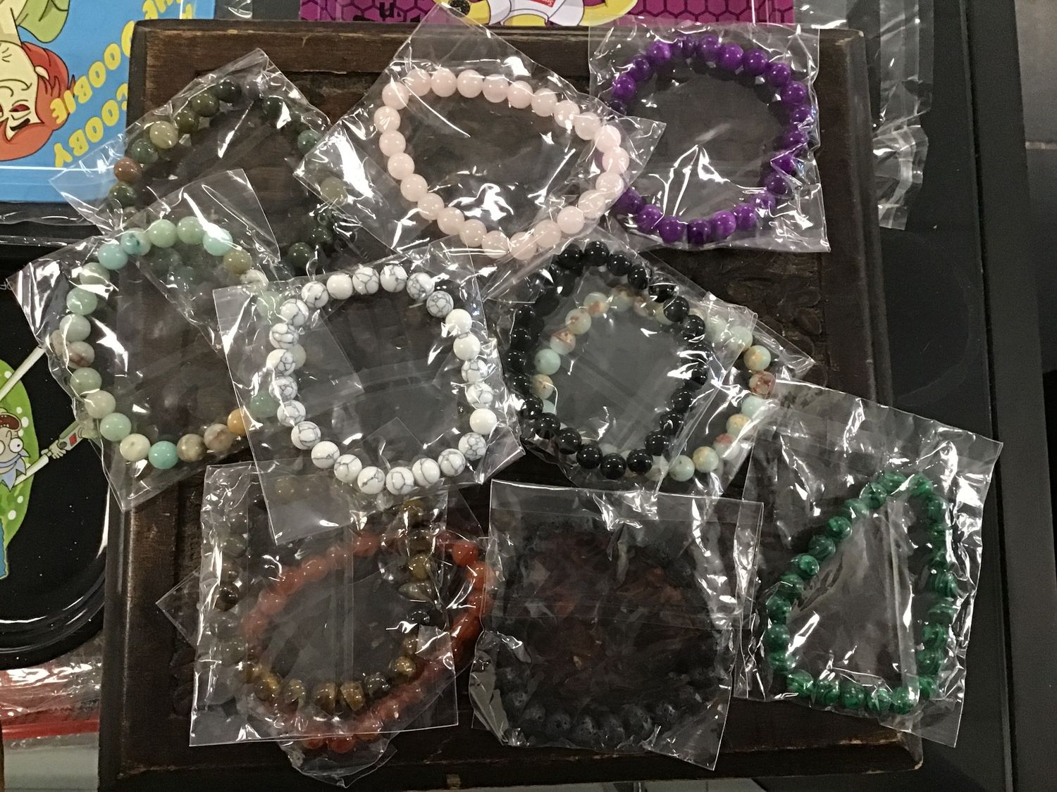 Tiger eye, Amethyst, Obsidian, Hematite, bracelets