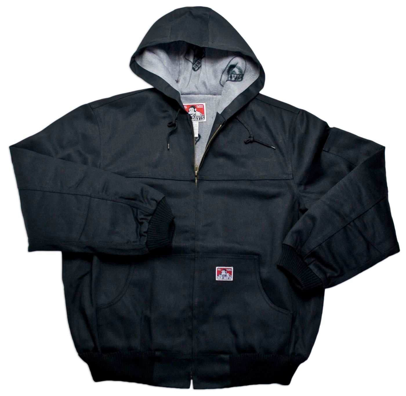 Ben Davis Hooded Jacket Front Zipper, Colour: Black, Size: Small