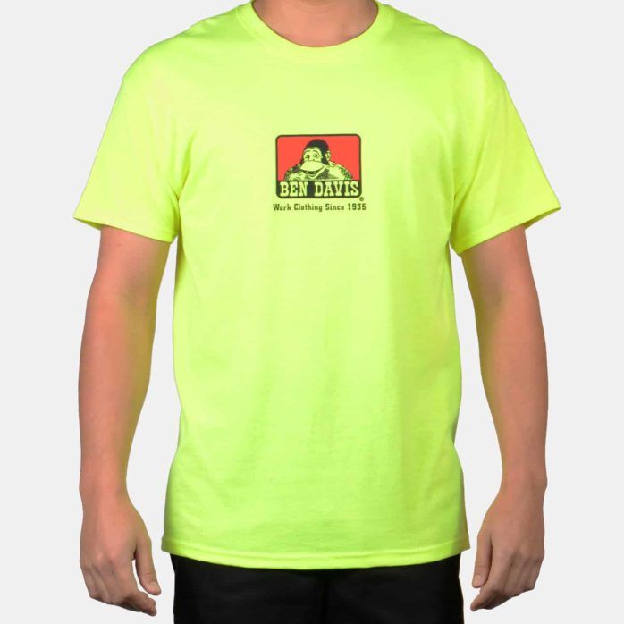 Ben Davis Classic Logo Tee, Colour: Safety Green, Size: Small