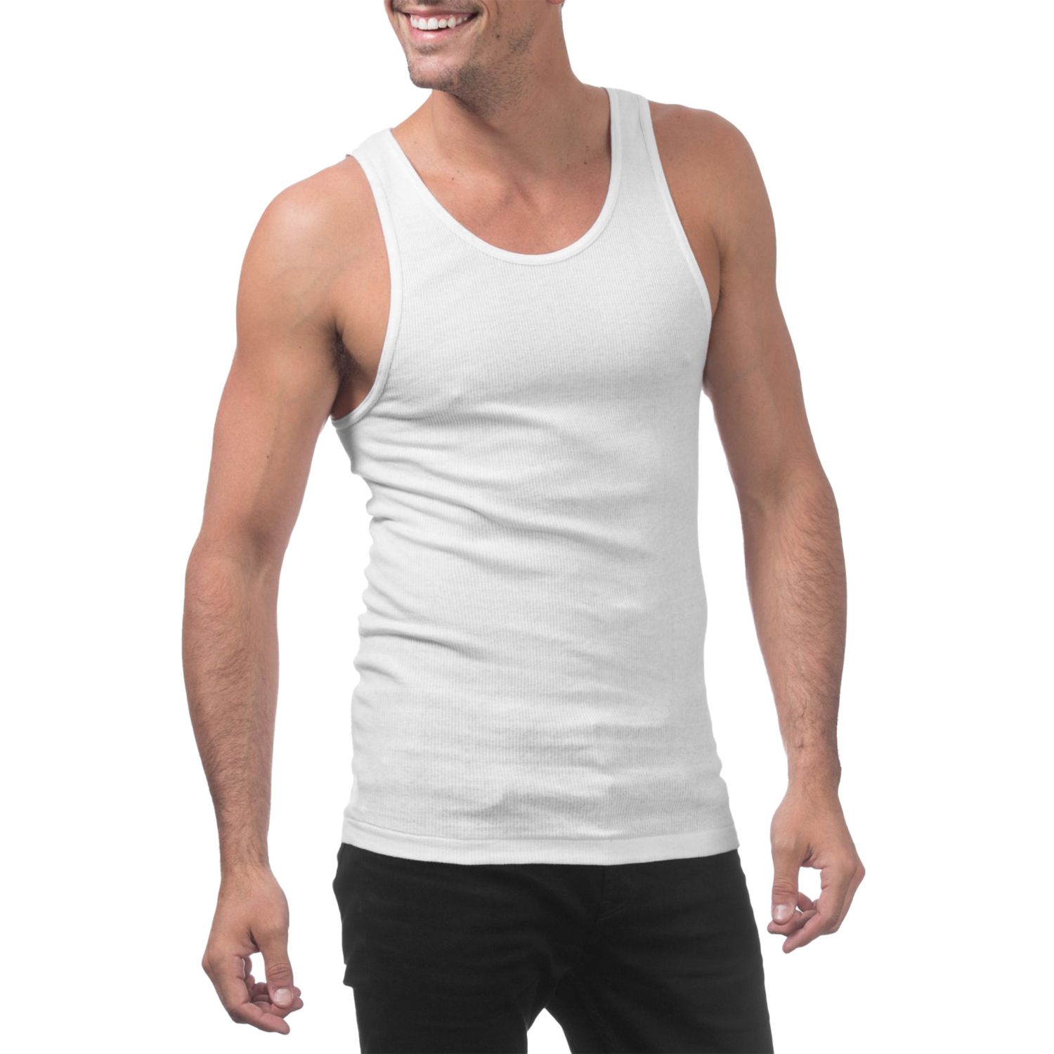 Pro Club Tank Top, Colour: White, Pack: 3 Pack, Size: Small
