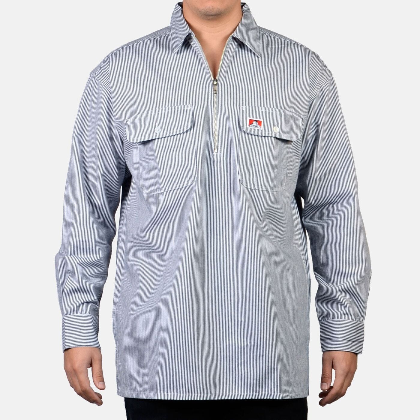 Ben Davis 1/2 Zip Long Sleeve Heavyweight, Colour: Hickory, Size: Medium