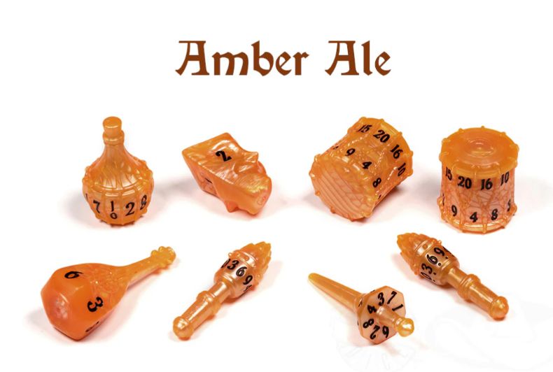 The Bard 8 Dice Set, Colour: Amber Ale
