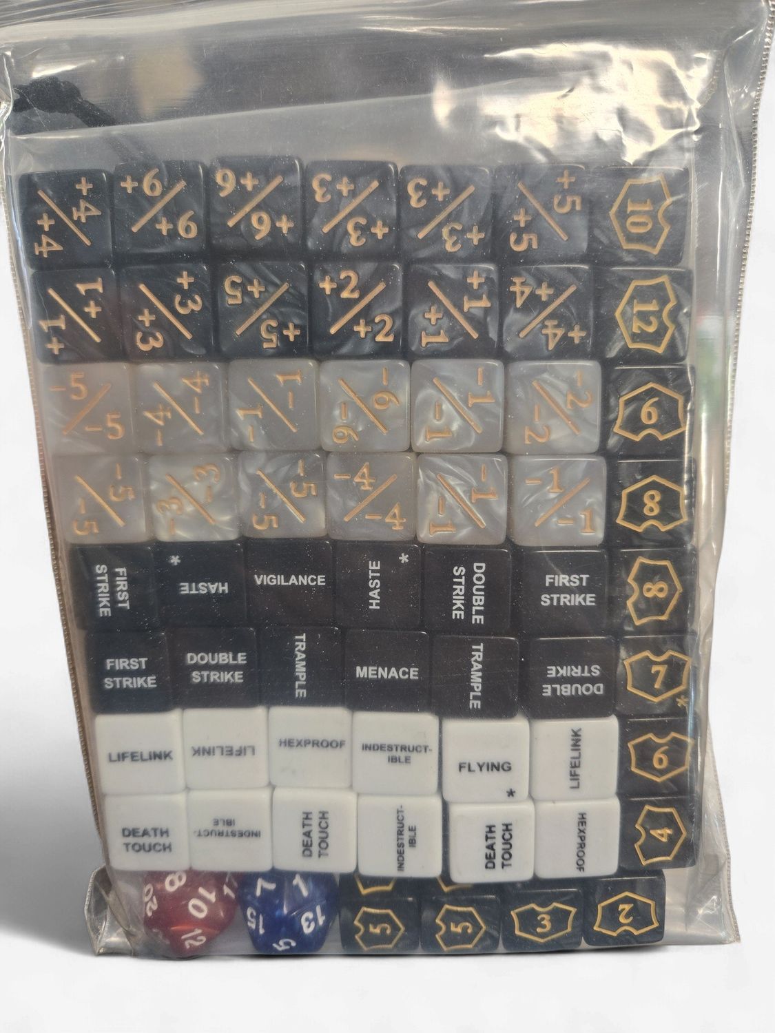62 Dice Counter Set with Keyword, Ability, Shield, and Life Counters