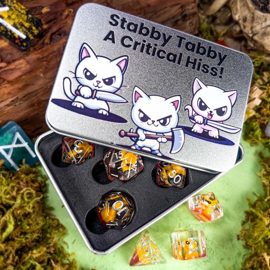 Stabby Tabby - Cat Dice Tin