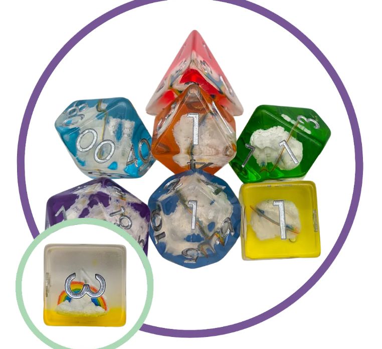 Rainbow Clouds Multi-Coloured Inclusion Dice Set