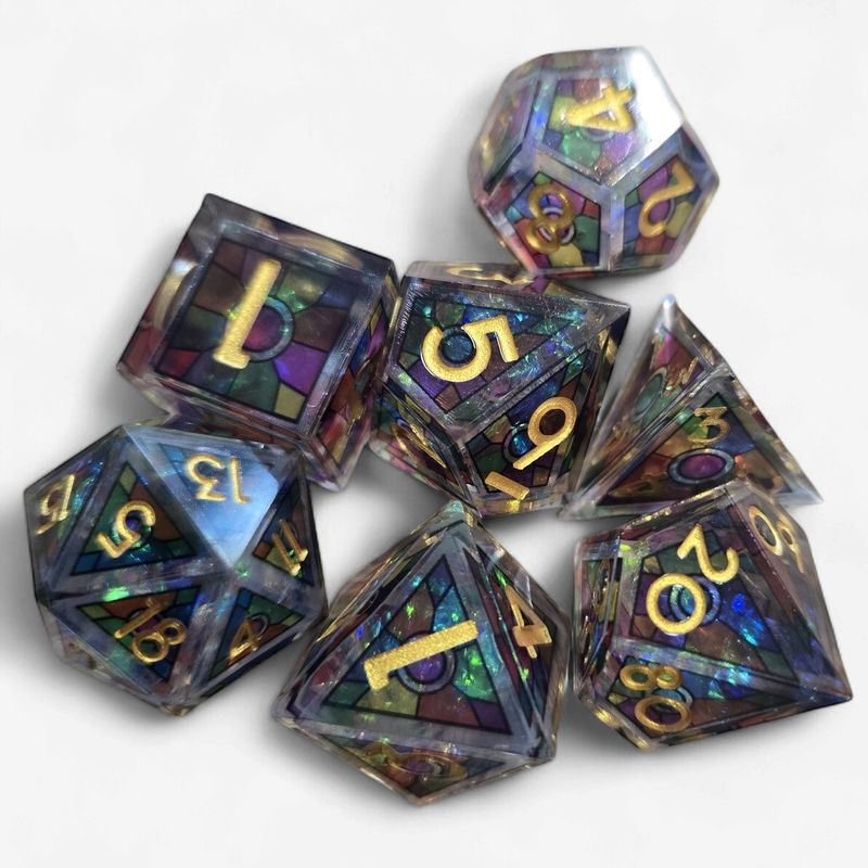 Stash's Special - Set of 7 Dice - Stained Glass (Double Layer)