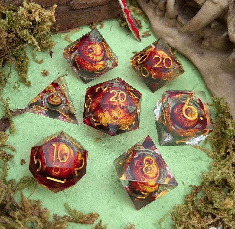 Skull Flame Liquid Core Dice Set