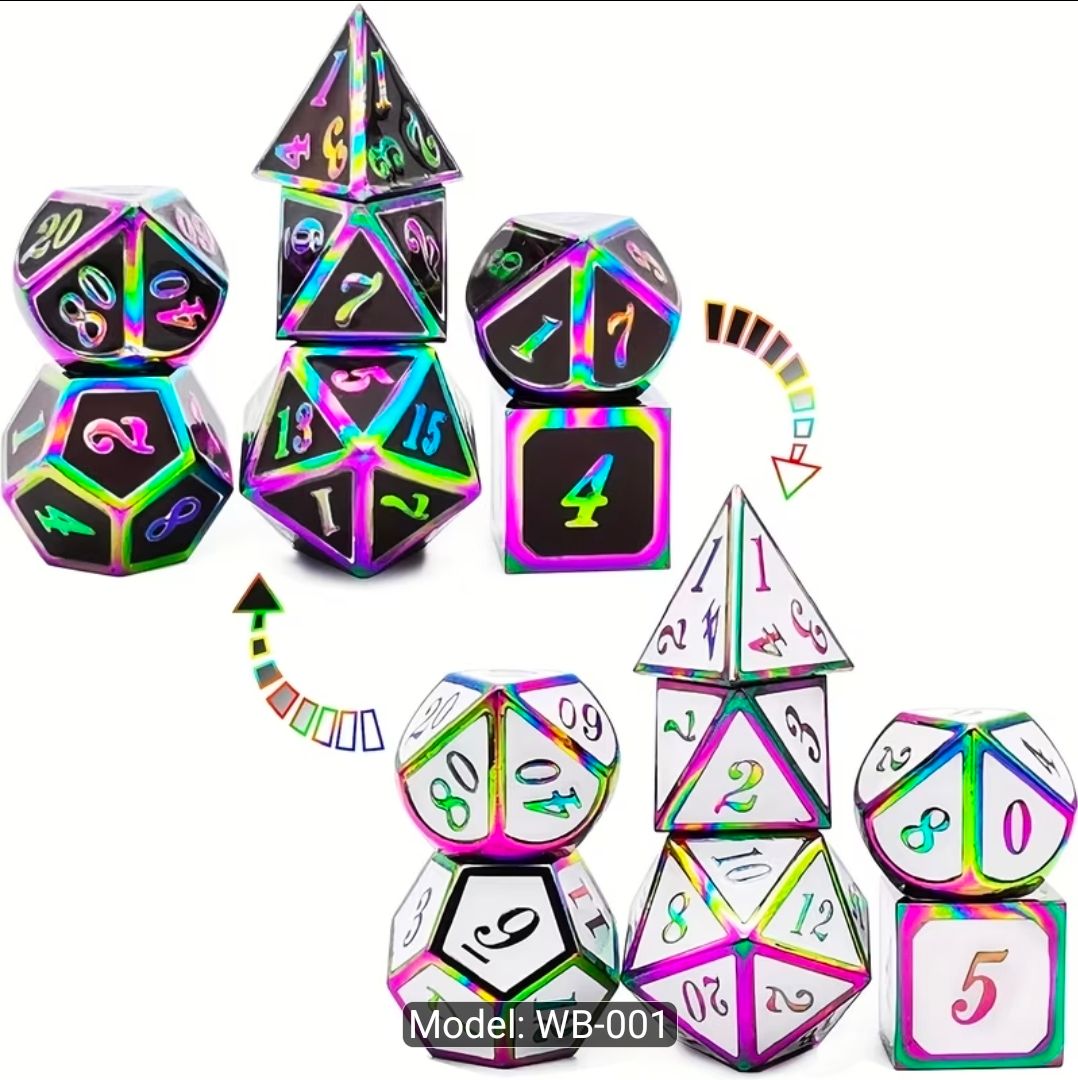 Color changing metal dice 7pc set
