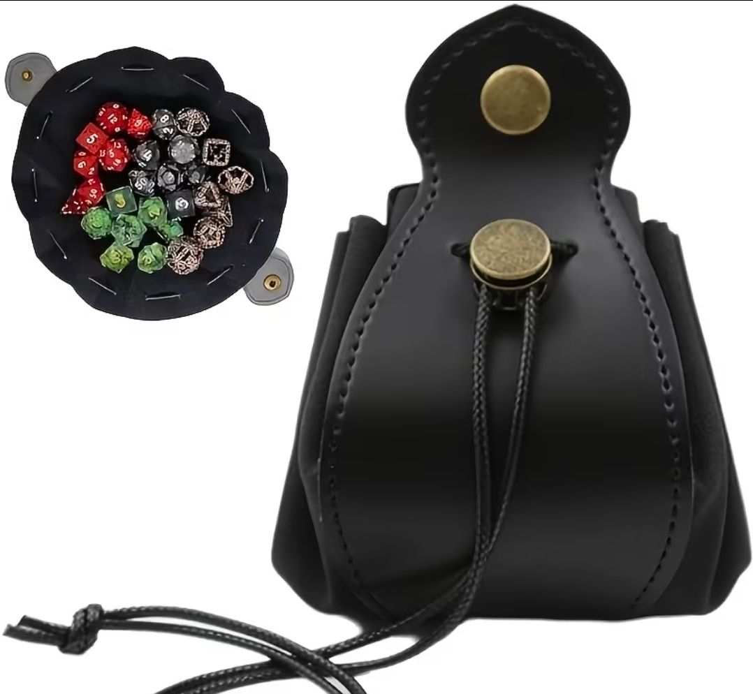 Leather Dice Pouch (Dice Not Included), Color: Black