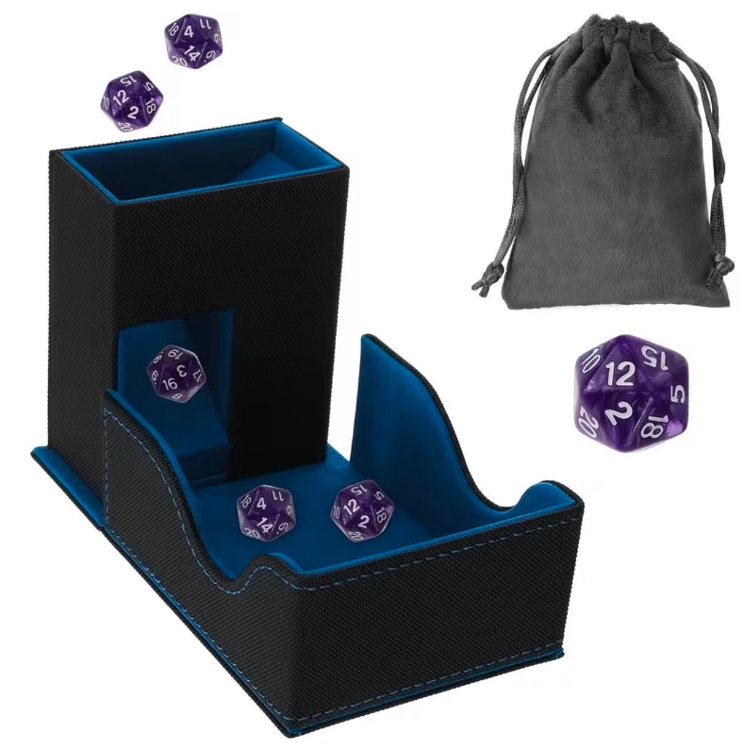 Folding Dice Tower, Tray, &amp; Bag Set, Color: Blue
