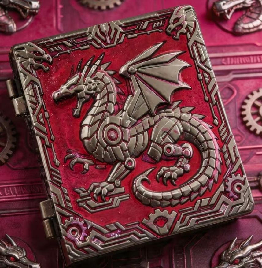 Metal 7 in 1 Magic Book Folding Dice, Color: Dragon Red