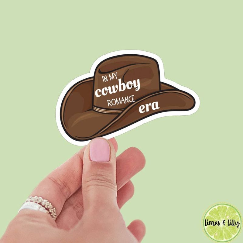 In My Cowboy Romance Era Hat Vinyl Sticker