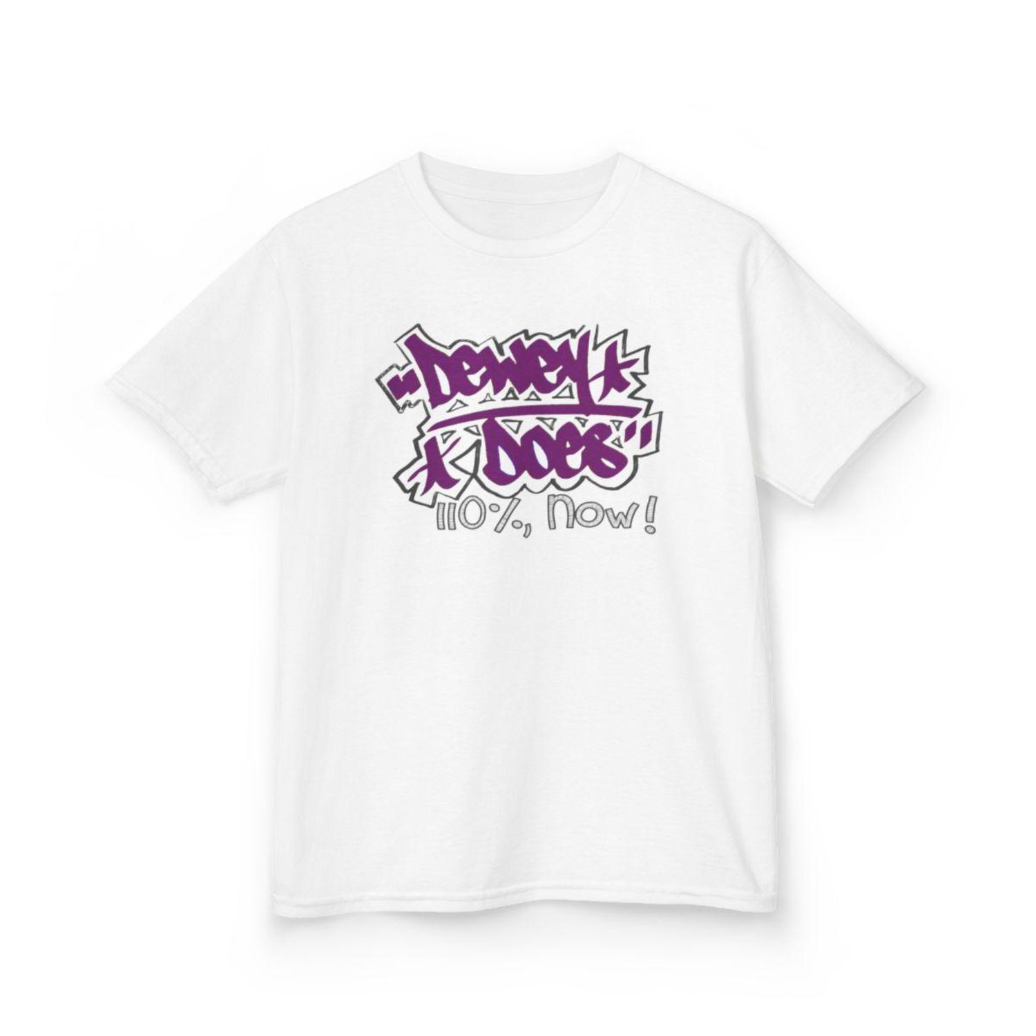 "Electric Purple Graffiti Overdrive" Dewey Does 110%, Now Tee