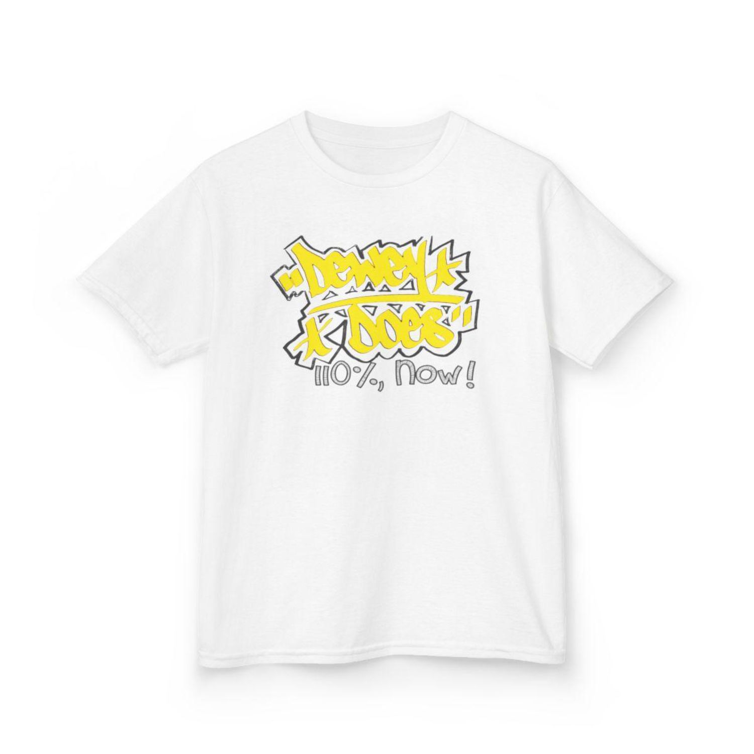 'First Play' Dewey Does 110% Now – Yellow Graffiti "Life is a Sport" White Tee