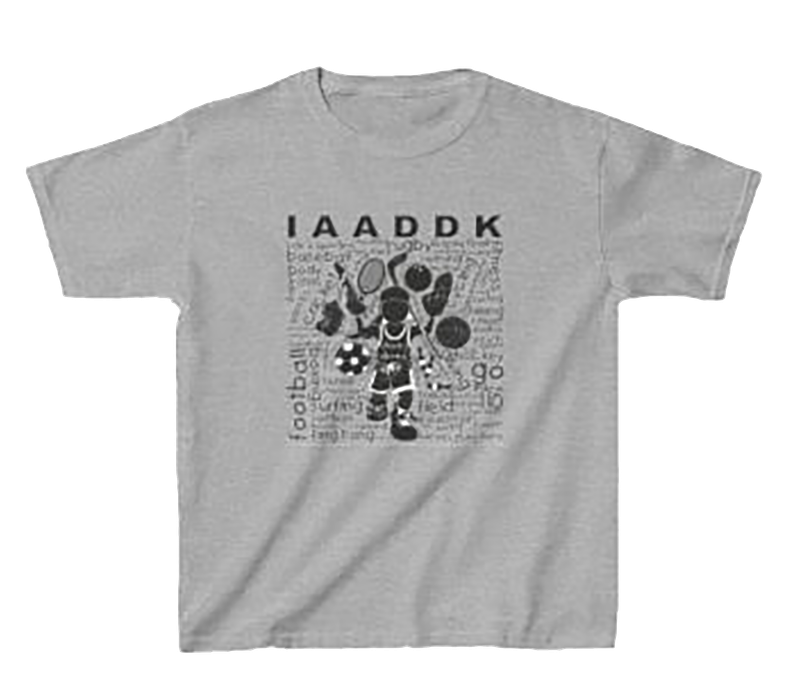 I Am a Dewey Does Kid (IAADDK) full front print on premium gray tee