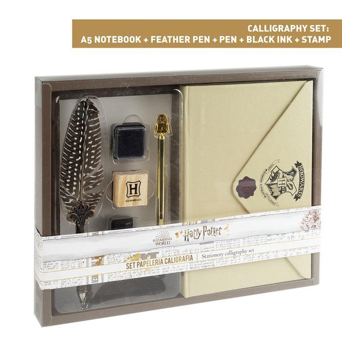 SET CALIGRAFIA HARRY POTTER SOBRE+PLUMA+BOLI+TINTA+SELLO
