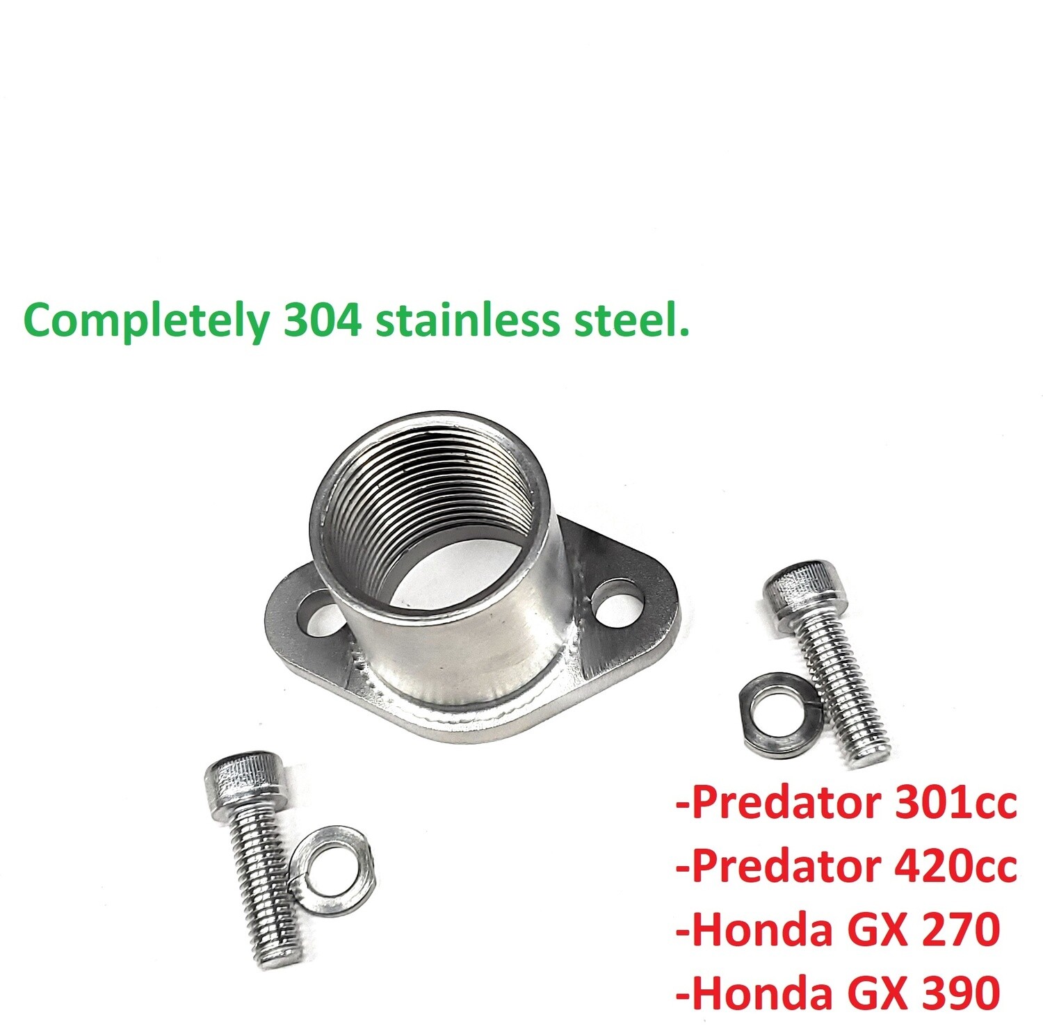 Exhaust Adaptor Female 1&quot; Flange for: Predator 420cc &amp; 301cc, Honda GX270, GX390