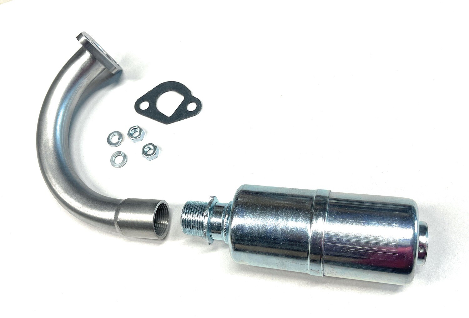J Exhaust With Muffler for: Honda GX160 &amp; GX200, Predator 212cc, (short) 8.75in