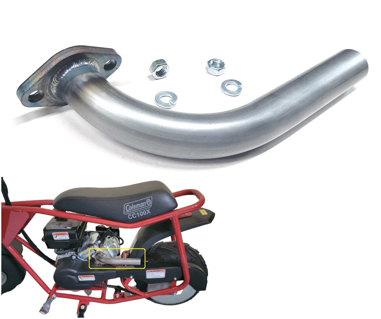 COLEMAN CT100U CT100 MINIBIKE CUSTOM HEADER EXHAUST STRAIGHT PIPE MADE IN USA