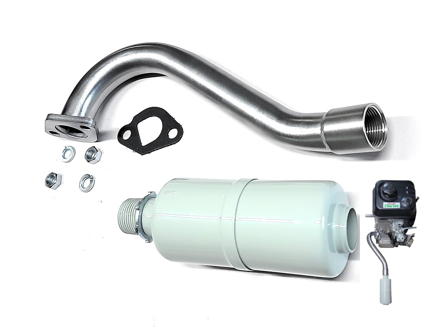 Center Rear Exhaust With Muffler for: Predator 212cc, Honda GX160,GX200,Tillotso