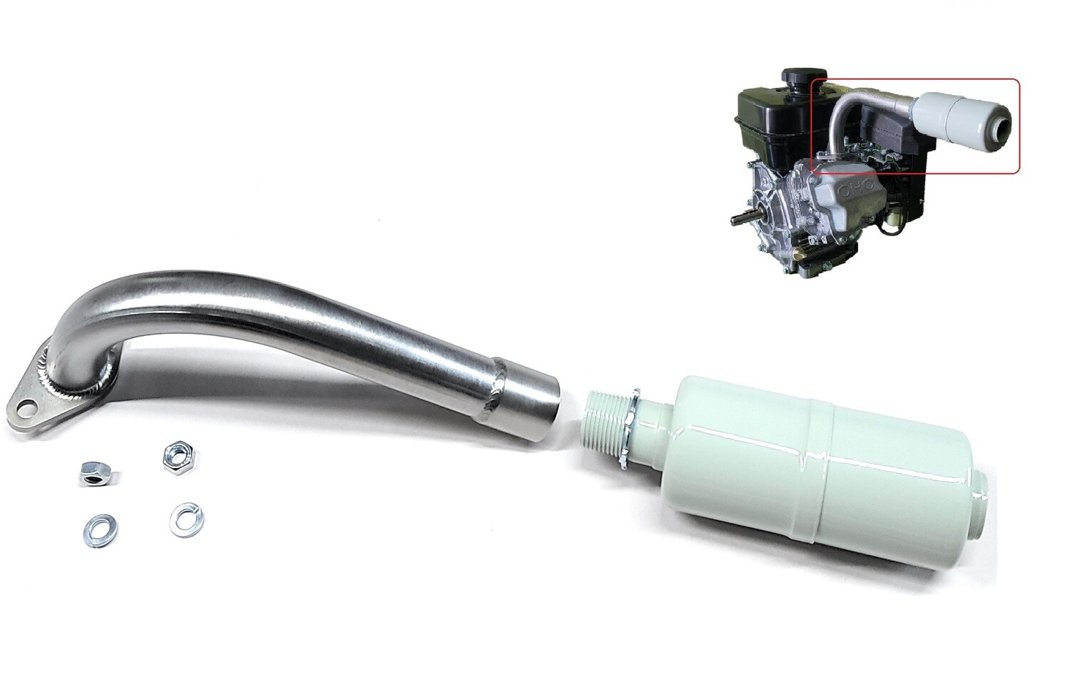 Exhaust With Muffler for: Subaru Robin EX17, EX13, EX21,EX27 &amp; 6 HP SP170