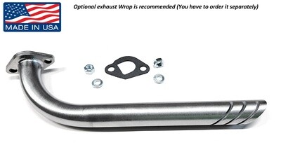 Exhaust Header for: Coleman BT200X, Coleman CT200U, Coleman CT200U-EX Camo 196cc/6.5HP Gas mini bike. also works on Predator 212cc or GX160 or GX200