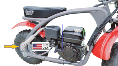 Exhaust Header for: Coleman Powersports CT200U-EX , CT200U, BT200X mini bike.