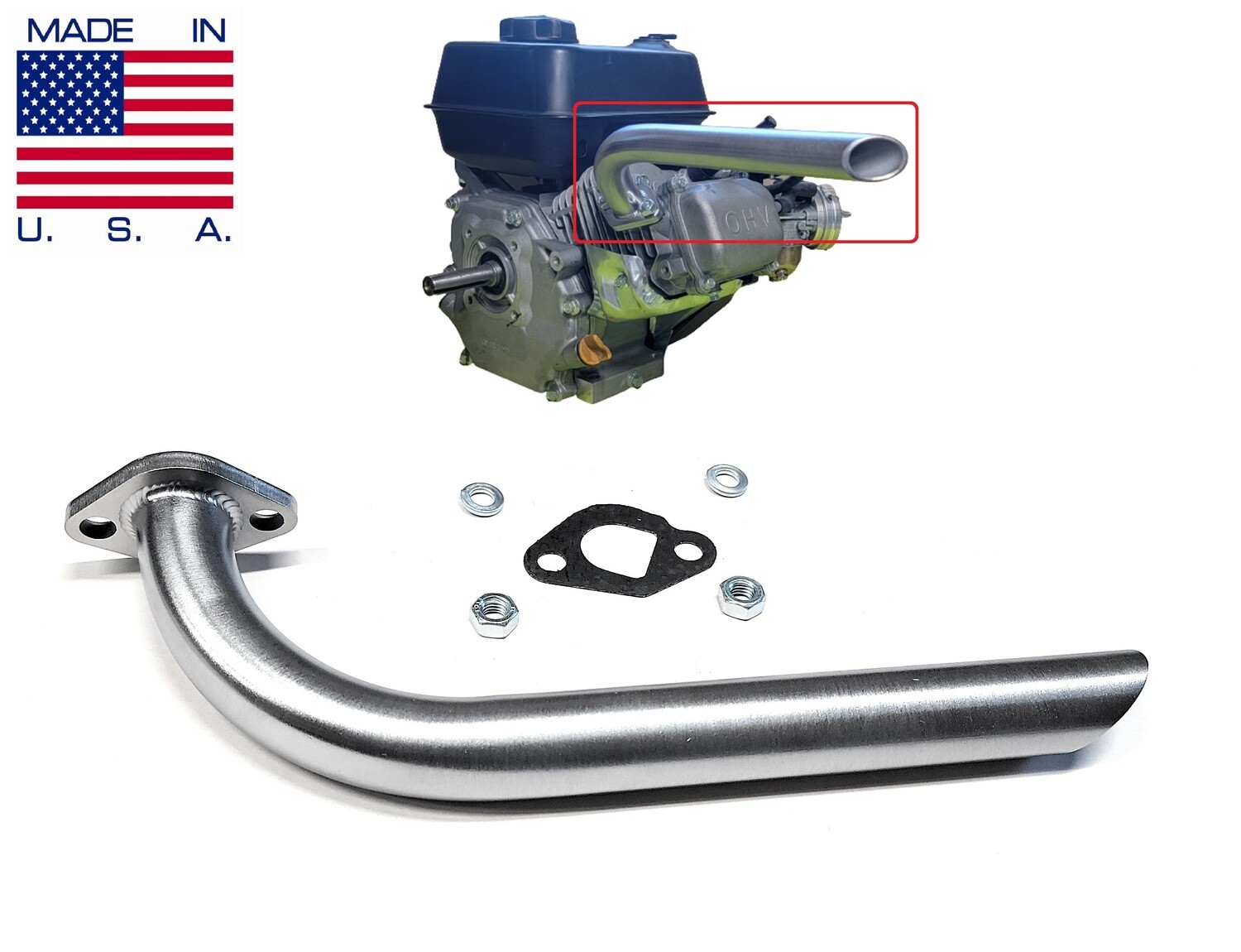 Exhaust Pipe for Predator 212cc, Honda GX160, GX200. Go Kart &amp; mini bikes