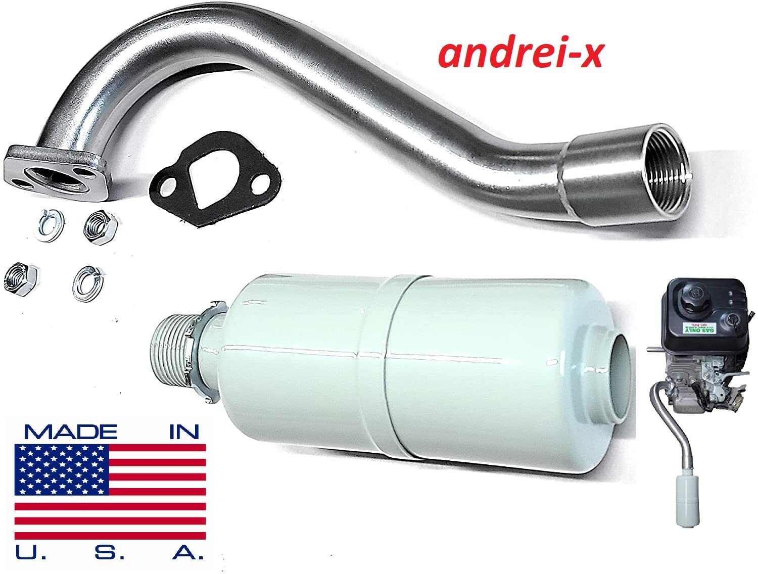 Center Rear Exhaust With Muffler for: Predator 212cc,79cc, Honda GX160,GX200