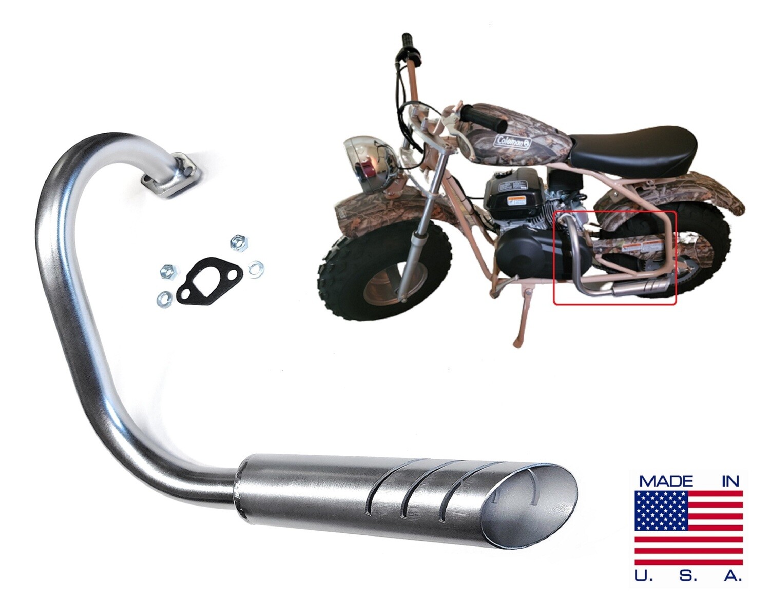 Mini Bike custom Exhaust Header Pipe for Predator 212cc, Honda GX160 &amp; GX200
