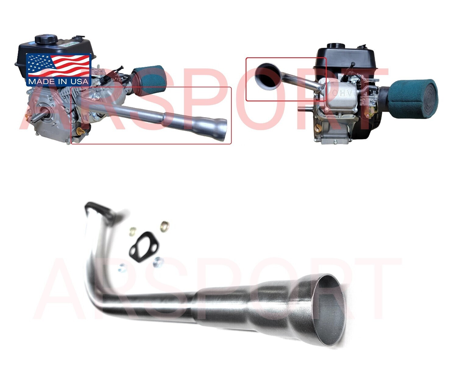 Exhaust Pipe Fits Predator 212cc Honda GX160 GX200 Go Kart &amp; Mini Bikes