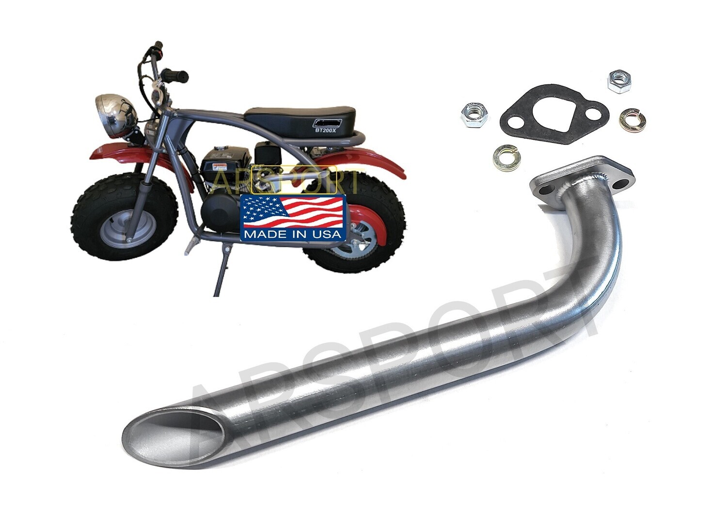 Exhaust Header for: Coleman BT200X 196cc/6.5HP Gas mini bike.