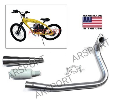 Exhaust muffler / Header Phatmoto Rover Motorized bicycle. ALL TERRAIN Fat Tire 2022-2024