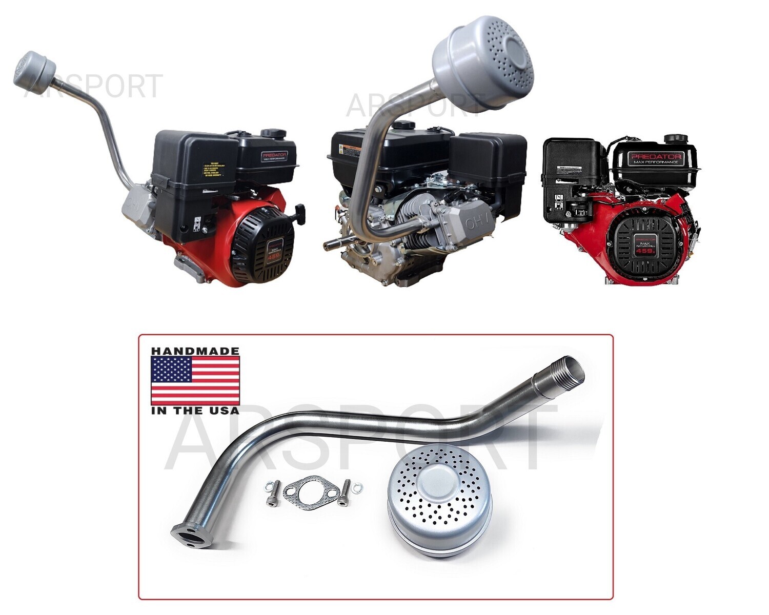 Exhaust pipe plus Muffler Compatible with Predator Max 459cc, Duromax XP16HPE &amp; XP18HPE 457cc