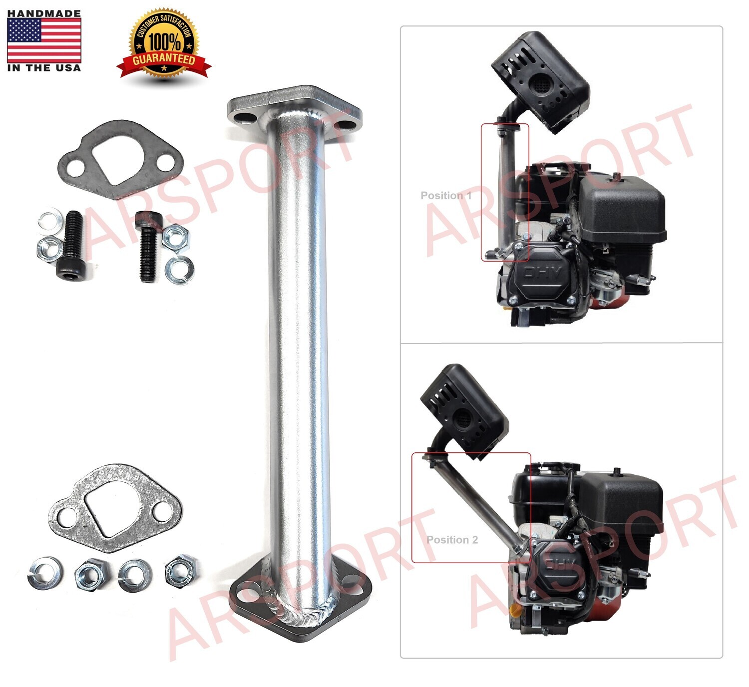 Exhaust Pipe Extension for Log Splitter Beam, Compatible with Predator 212cc max 224cc, GX160 GX200