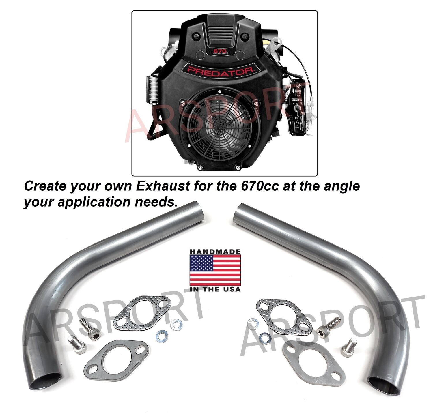 Header Exhaust pipes U Weld For Predator 670cc V-Twin Go Kart Mini Bike