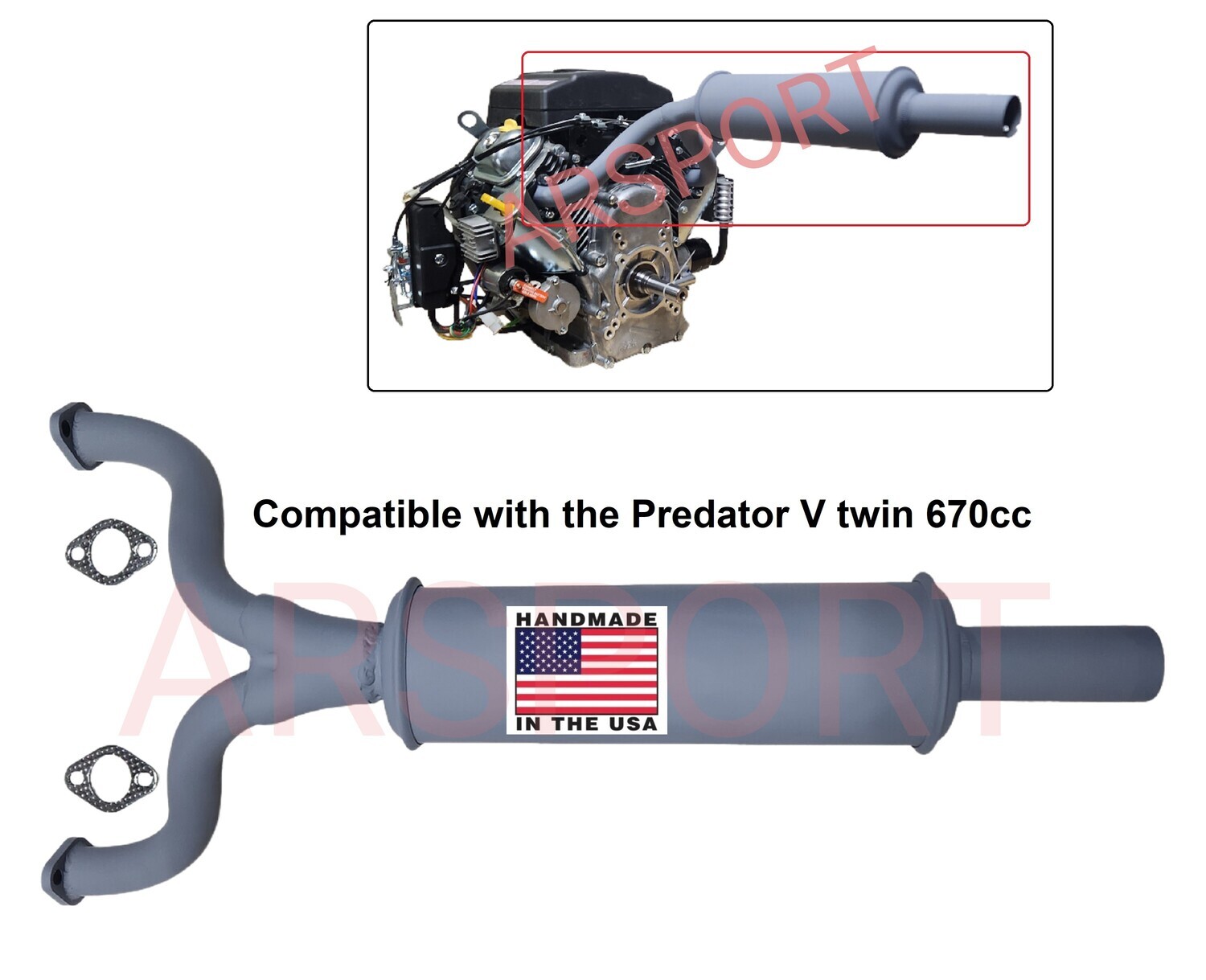 Exhaust Muffler Compatible with Predator 670cc for Surface Drive Motor.
