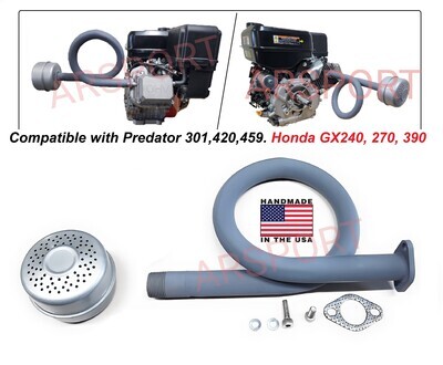 Loop Exhaust Muffler for mud Boat. Predator 301, 420, 459cc. Honda GX240, 270, 390