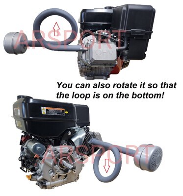 Loop Exhaust Muffler for mud Boat. Predator 301, 420, 459cc. Honda GX240, 270, 390