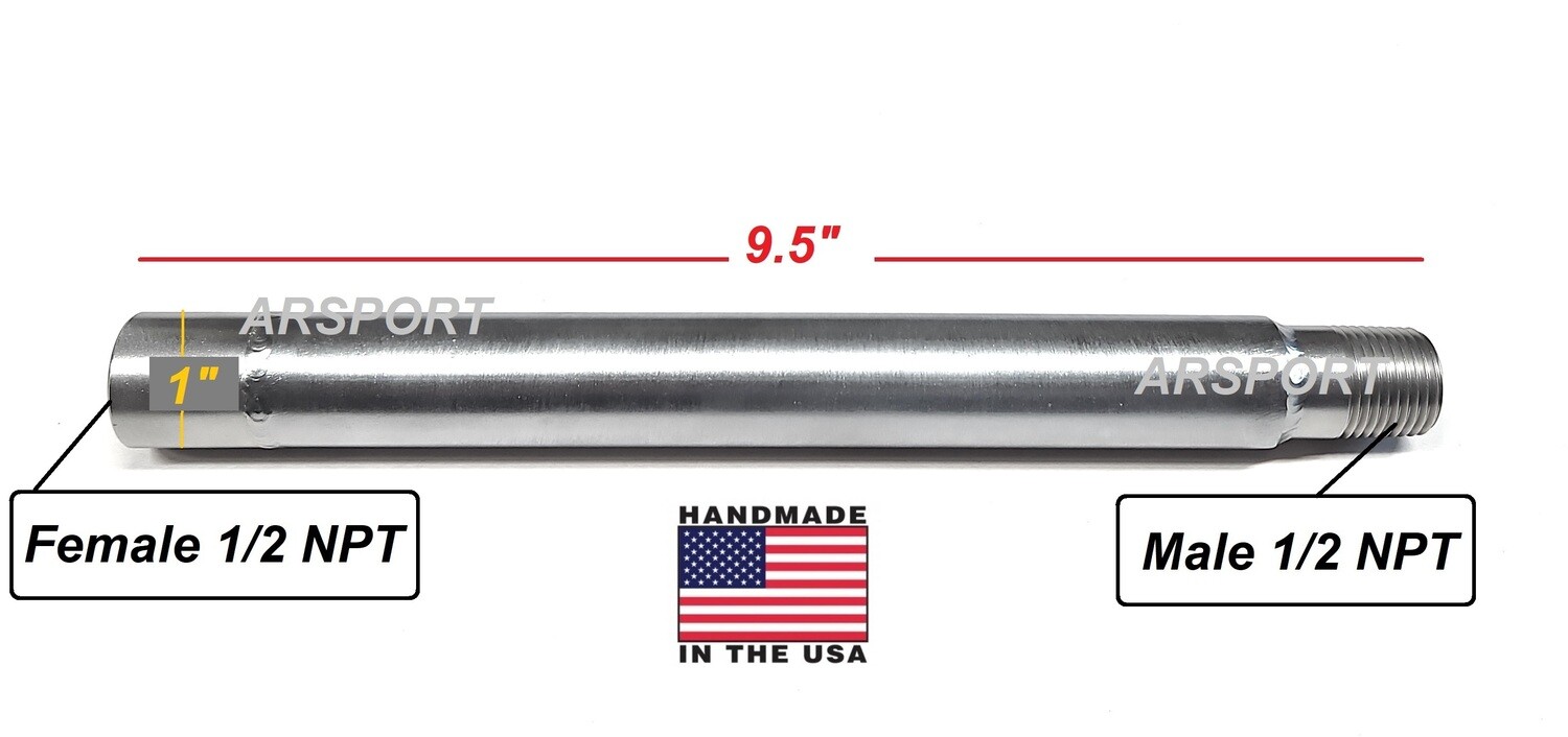 Exhaust pipe Extension 1/2 male to 1/2 Female, 9.5&quot; long. ct100u, cc100x